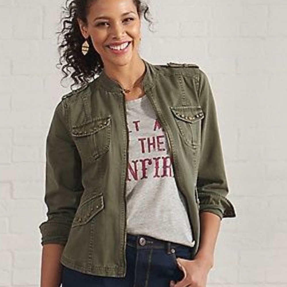 Super cute olive green moto/military jacket